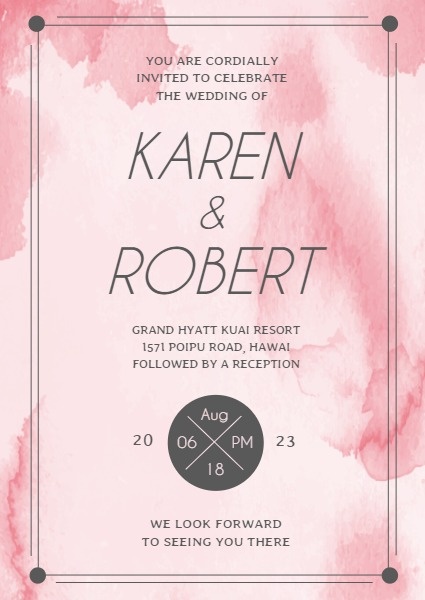 Customizable Pink Watercolor Wedding Invitation Invitation Templates Fotor Graphic Designer