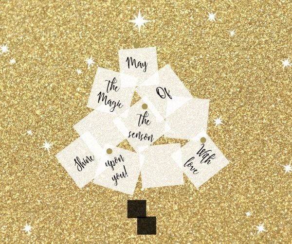 shine, card, greeting, Golden Glitter Christmas Wishes Facebook Post Template