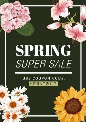 shop, online sale, e-commerce, Black Spring Sale Flyer Template