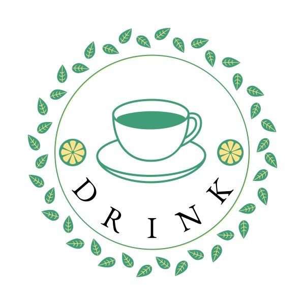 coffee, cup, brand, Green Leaf Tea Drink Logo Template