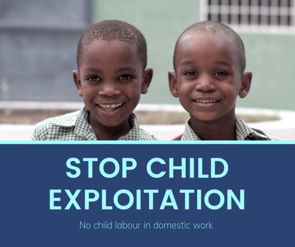 children, stop children exploitation, future, Blue Stop Child Exploitation Facebook Post Template