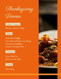 dinner, festival, celebration, Orange Thanksgiving Menu Template