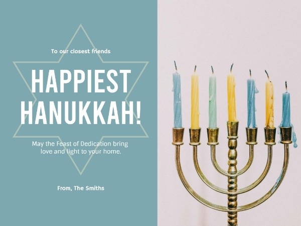 Blue Candle Happy Hanukkah Festival For Friends Card