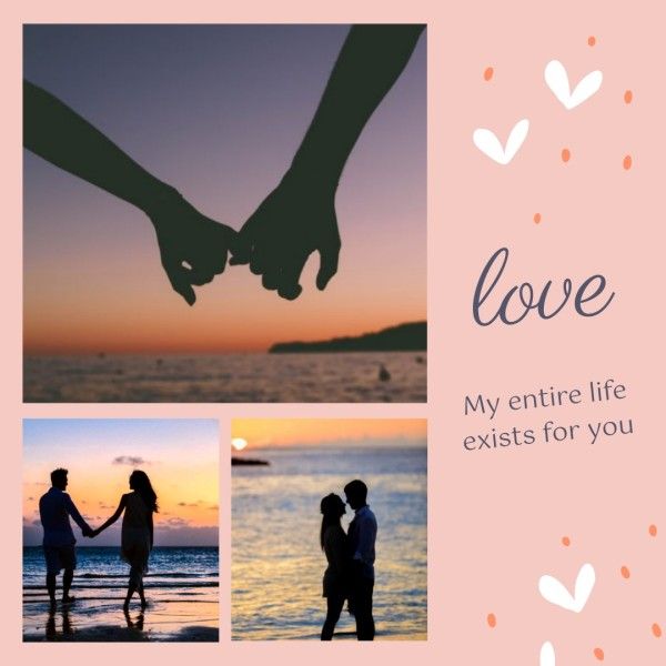 romantic, valentines day, Pink Love Couple Valentine Collage Photo Collage (Square) Template