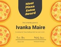 food competition certificate, sandwich competition, foodie, Pizza Eaten Certificate Template