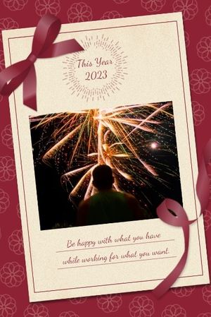 firework, holiday, greeting card, Red Background Of New Year Card Pinterest Post Template