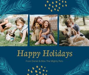 merry chiristmas, happy, joy, Blue Family Christmas Holiday Collage Facebook Post Template