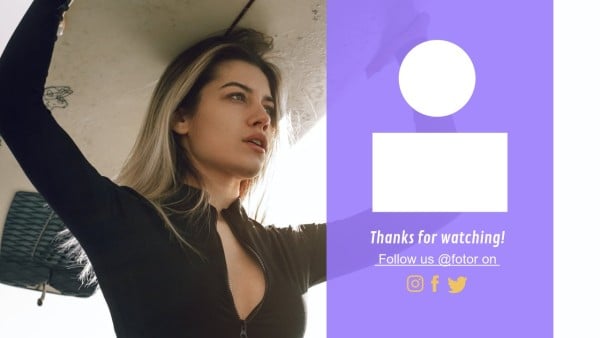 在线编辑紫色youtube 端屏youtube视频结束封面模板 Fotor平面设计工具
