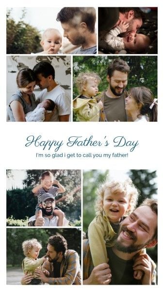 dad, family, fatherhood, White And Blue Simple Father's Day Collage Photo Collage 9:16 Template