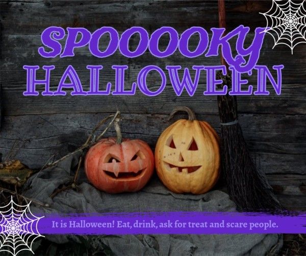 horror, fun, trick or treat, Spooky Halloween Pumpkin Greeting Facebook Post Template