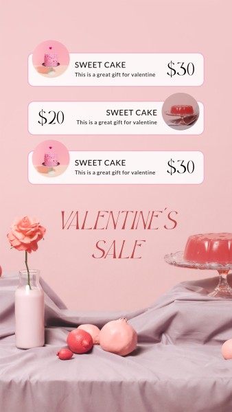 Pink Food Valentine's Day Sale Promotion Instagram Story