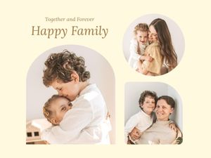 love, simple, clean, Brown And Yellow Modern Family Collage Photo Collage 4:3 Template