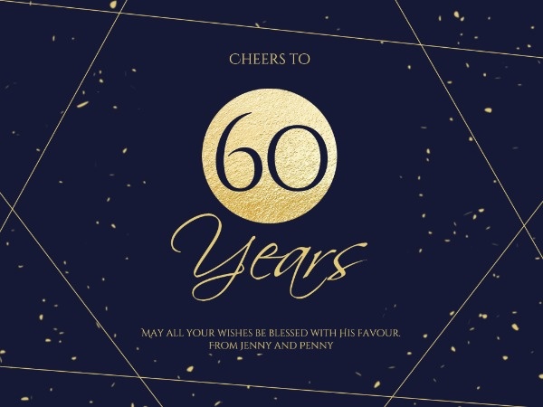Dark Golden 60th Birthday Card Card