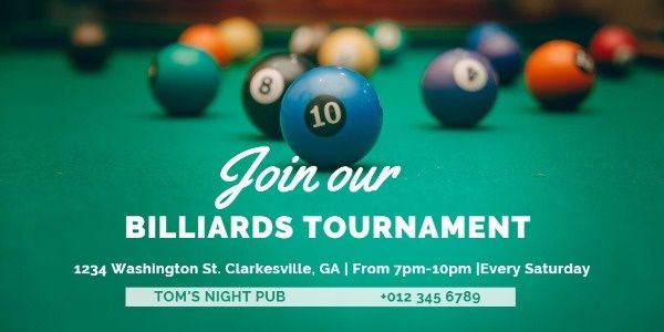 billiard ball, pub, bar, Billiard Tournament Twitter Post Template