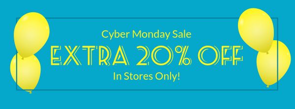 Blue Cyber Monday Discount Email Banner Facebook Cover