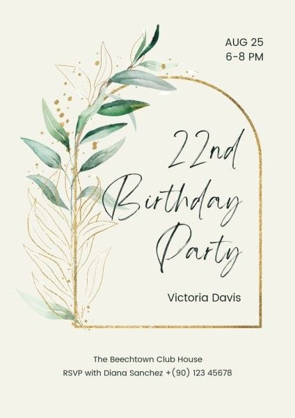 party, celebration, event, Soft Yellow And Green Watercolor Birthday Invitation Poster Template