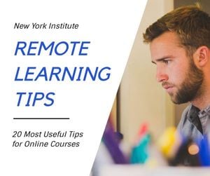 education, institute, education institute, Remote Learning Tips Facebook Post Template