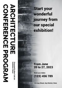 黒と白の建築会議プログラムポスター ポスター