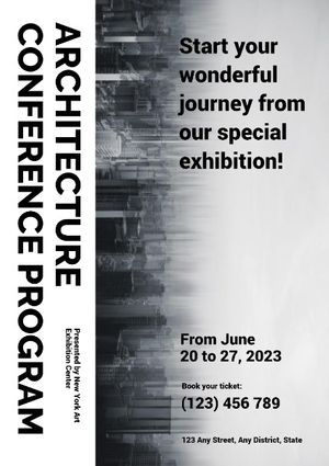 show, art, exhibition, Black And White Architecture Conference Program Poster Template