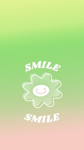 smile, cute, illustration, Green Gradient Quote Text Mobile Wallpaper Template