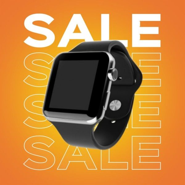 promotion, digital watch, image cutout, Orange Modern Wrist Watch Sale Product Photo Template