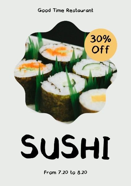 restaurant, food, sales, Sushi Discount Poster Template