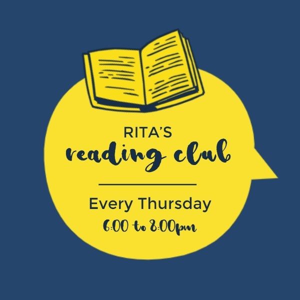 school, speech bubble, message, Yellow And Blue Reading Club Instagram Post Template