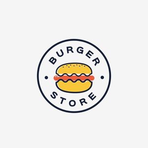 restaurant, hamburger, circle, Yellow Illustration Fast Food Burger Store Logo Template