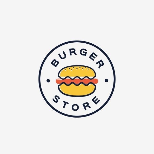 黄色插图快餐汉堡店 Logo