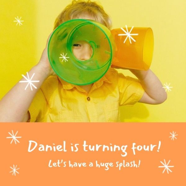 gathering, fun, kid, Daniel's Fourth Birthday Party Instagram Post Template