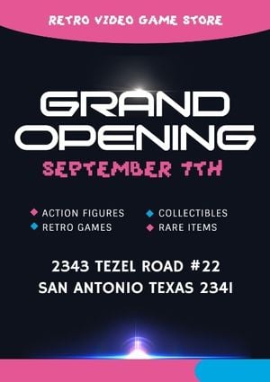 openning, ceremony, video game, Pink And Blue Game Store Opening Poster Template