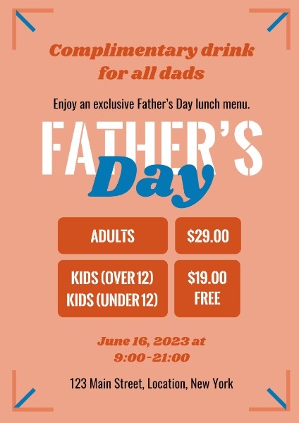 Orange Father's Day Family Activity Poster