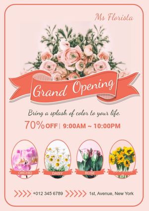 flower shop, grand opening, sale, Flower Store Discount Poster Template
