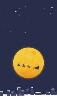 蓝色圣诞节平安夜插画 手机壁纸