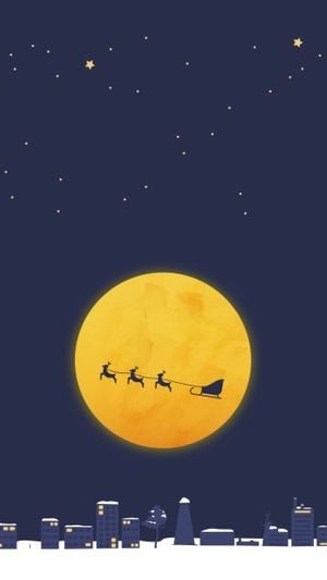 holiday, night, moon, Blue Christmas Eve illustration Mobile Wallpaper Template
