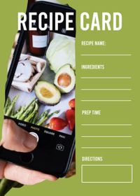 fruit, vegan, cocktail, Green Food Ideas Recipe Card Template