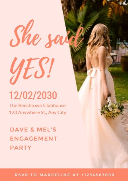 Romantic Pink Engagement Party Invitation