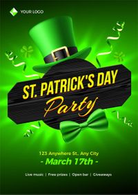 Green Hat Saint Patricks Day Party Event Poster