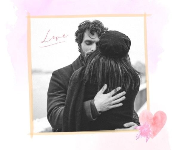 love, illustration, life, Pink Couple Happy Valentines Day Facebook Post Template