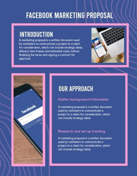 Pink And Blue Facebook Marketing Proposal