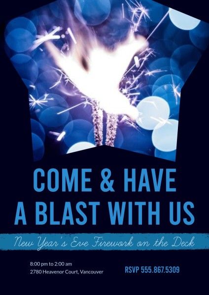 fireworks, new year, party, Blue Firework Poster Template