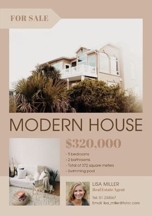 life style, advertisement, advertising, Modern House For Sale Poster Template