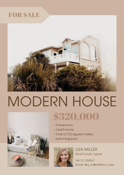 出售的现代房屋 英文海报
