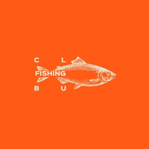 釣りクラブロゴの赤背景 ロゴ