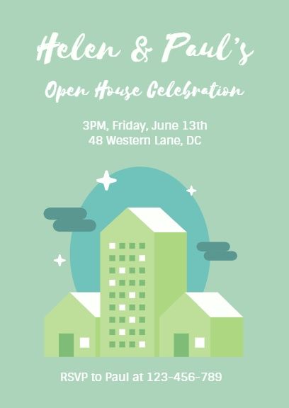 open house party, celegrating, celebrate, Light Green Open House Celebration Invitation Template