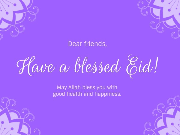 Purple Eid Mubarak Religious For Friends Card