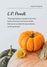 greeting, photo, simple, Pumpkin Background Thanksgiving Quote Poster Template