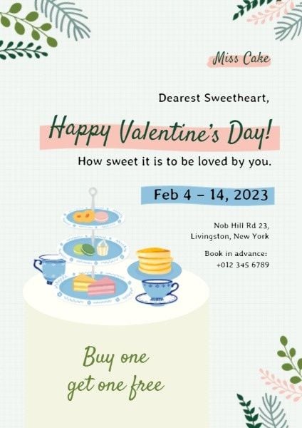 Valentine's Day Cake Sale Flyer