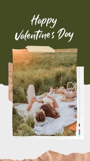 valentines day, photo, illustration, Green White Valentine's Day Love Collage Instagram Story Template