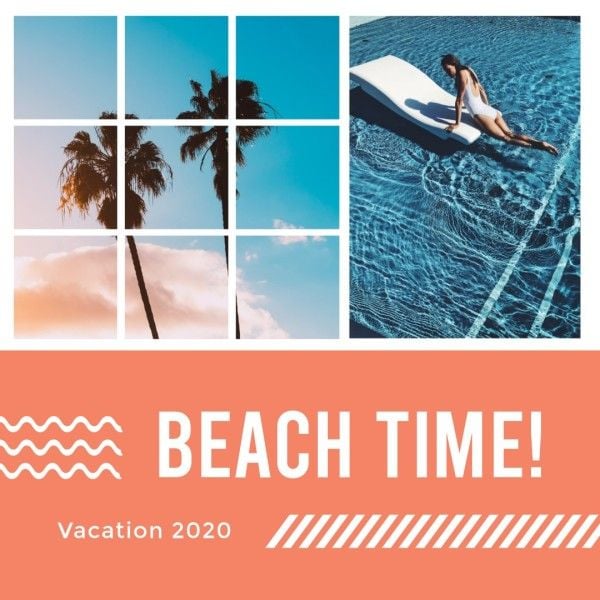 photograph, life, travel, Beach Time Photo Collage (Square) Template